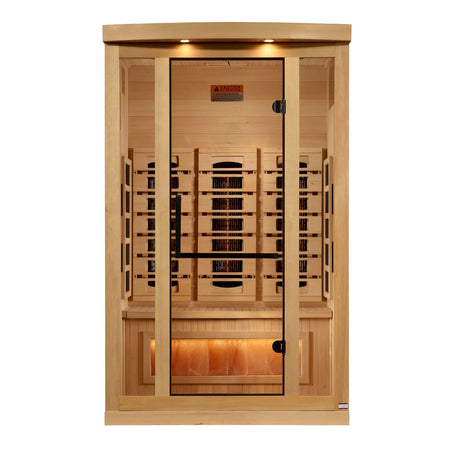 Golden Designs 2025 Reserve Edition 2-Person Full Spectrum Infrared Sauna with Himalayan Salt Bar, a Saunas by Golden Designs (SCS) available at Dansons Medical