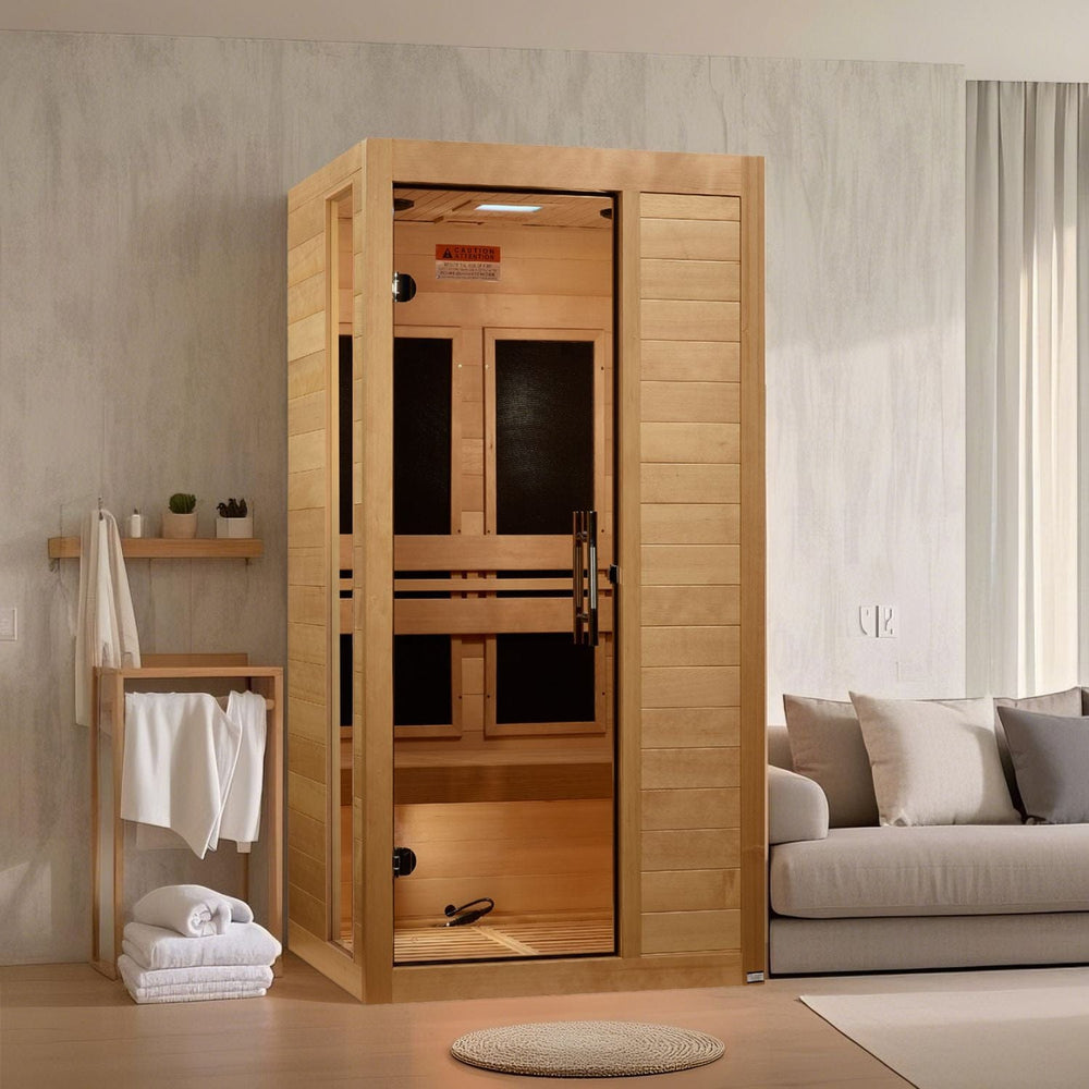 Golden Designs Dynamic Veneto 1-2 Person Low EMF FAR Infrared Sauna - sold by Dansons Medical - Saunas manufactured by Golden Designs (SCS)