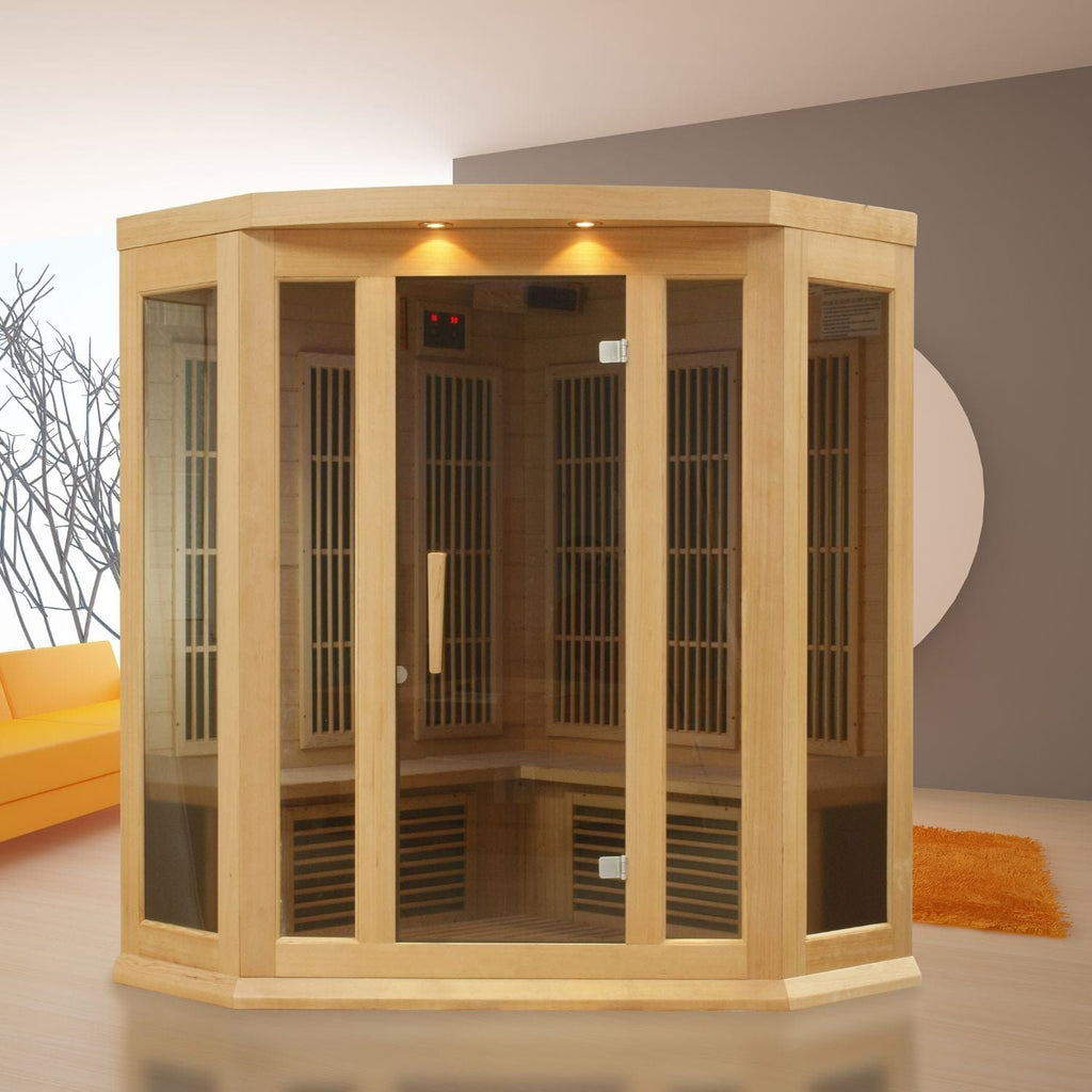 Golden Designs Maxxus 3-Person Corner Low EMF FAR Infrared Sauna - sold by Dansons Medical - Saunas manufactured by Golden Designs (SCS)
