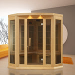 Golden Designs Maxxus 3-Person Corner Low EMF FAR Infrared Sauna - sold by Dansons Medical - Saunas manufactured by Golden Designs (SCS)