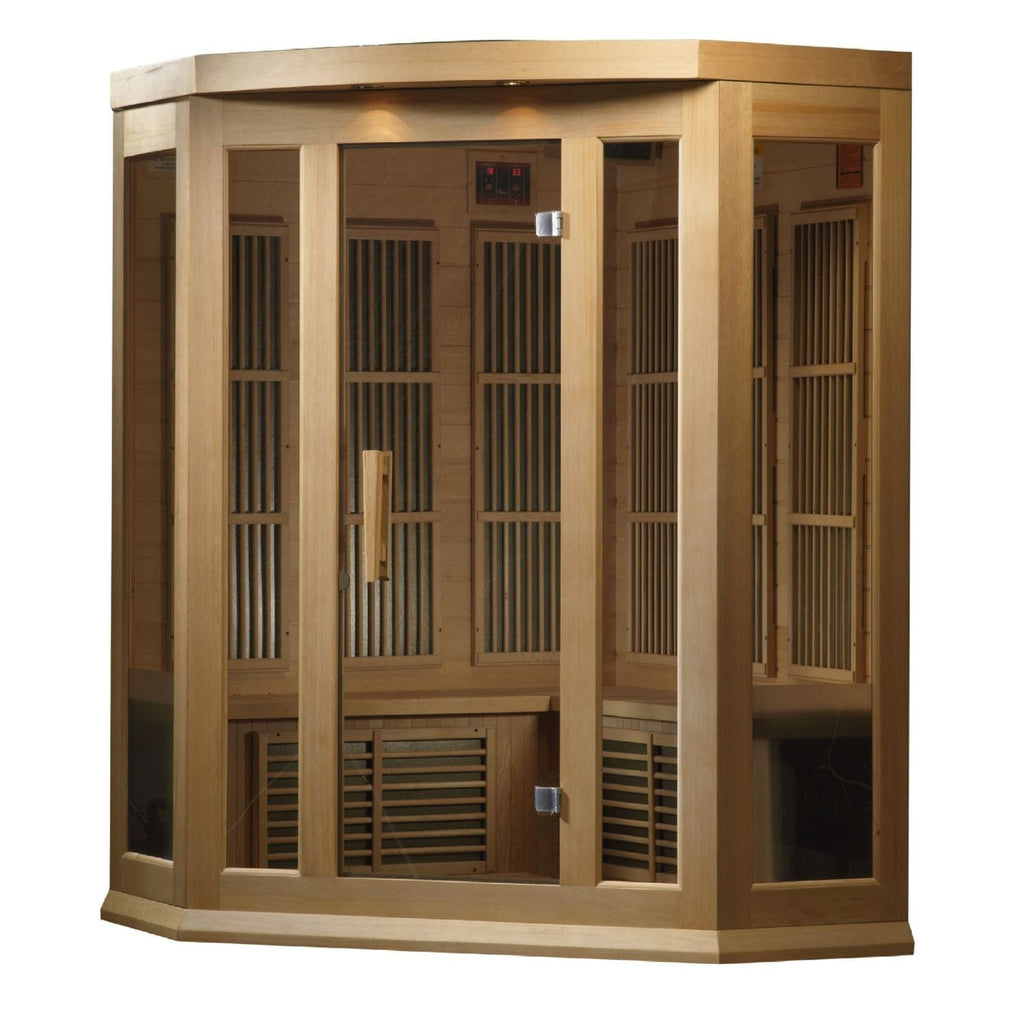 Golden Designs Maxxus 3-Person Corner Low EMF FAR Infrared Sauna - sold by Dansons Medical - Saunas manufactured by Golden Designs (SCS)