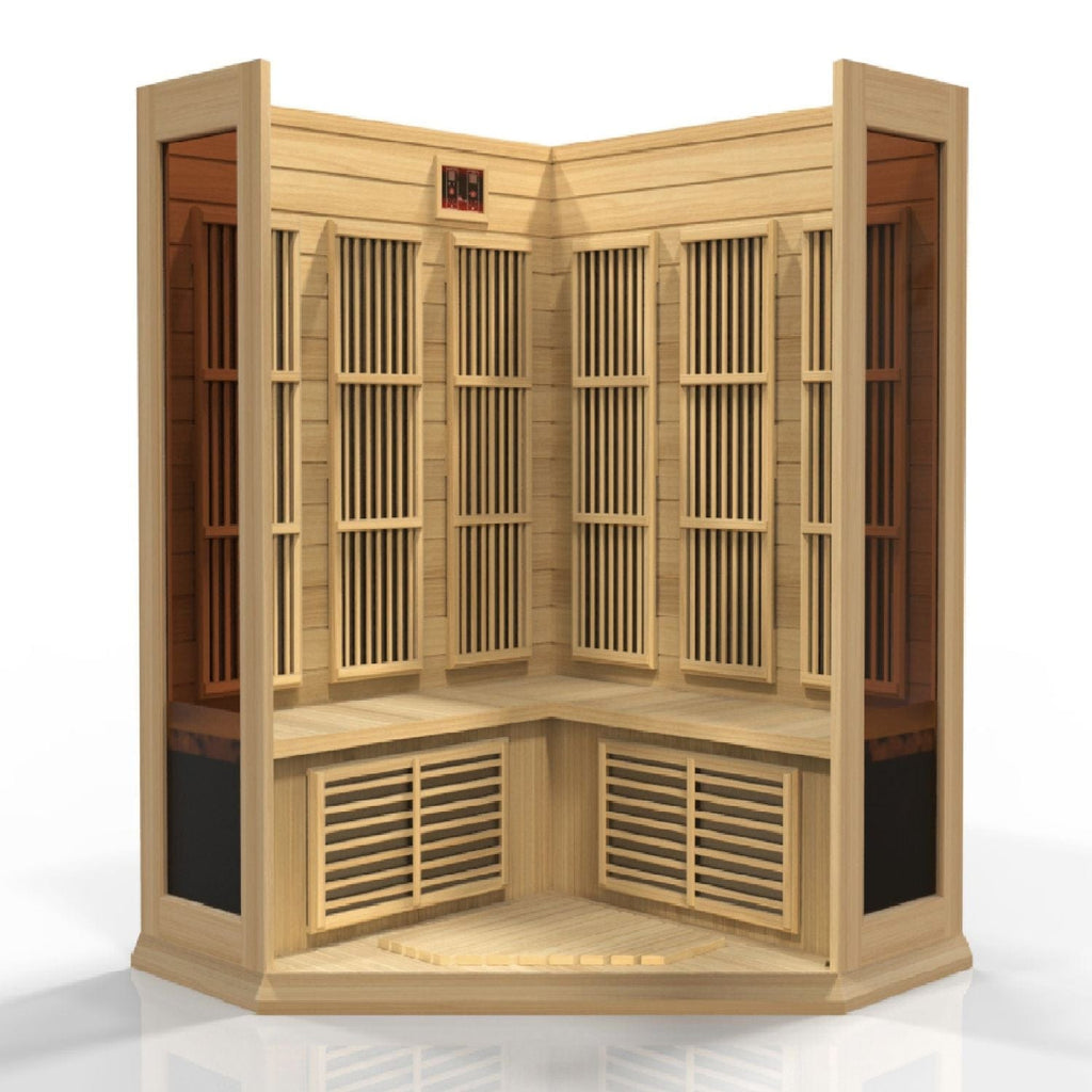 Golden Designs Maxxus 3-Person Corner Low EMF FAR Infrared Sauna - sold by Dansons Medical - Saunas manufactured by Golden Designs (SCS)