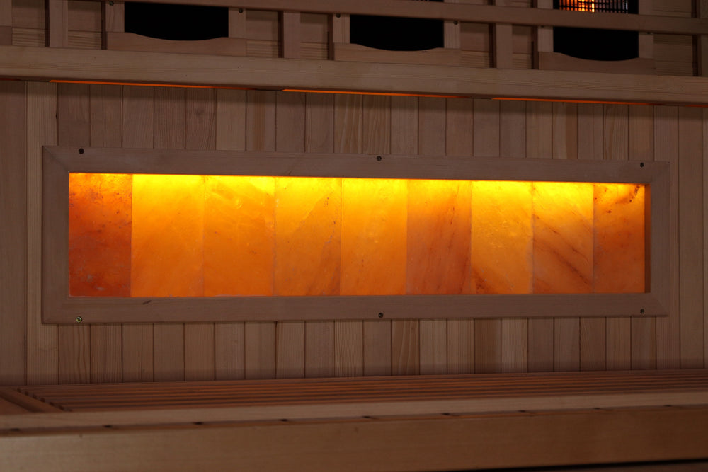 Golden Designs Reserve Edition 4-Person Full Spectrum Near Zero EMF FAR Infrared Sauna with Himalayan Salt Bar, a Saunas by Golden Designs (SCS) available at Dansons Medical
