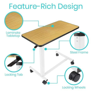 Vive Health Rolling Overbed Table