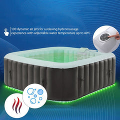 Lifesmart 6-Person Inflatable Square Hot Tub with LED Lights - sold by Dansons Medical - Hot and Cold Tubs manufactured by Lifesmart (SCS)