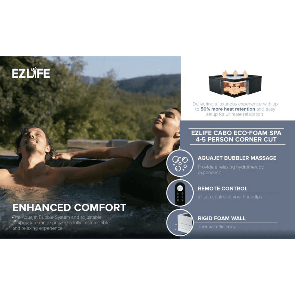 Lifesmart EZLIFE Cabo 4-5 Person Cut Corner Eco Foam Hot Tub