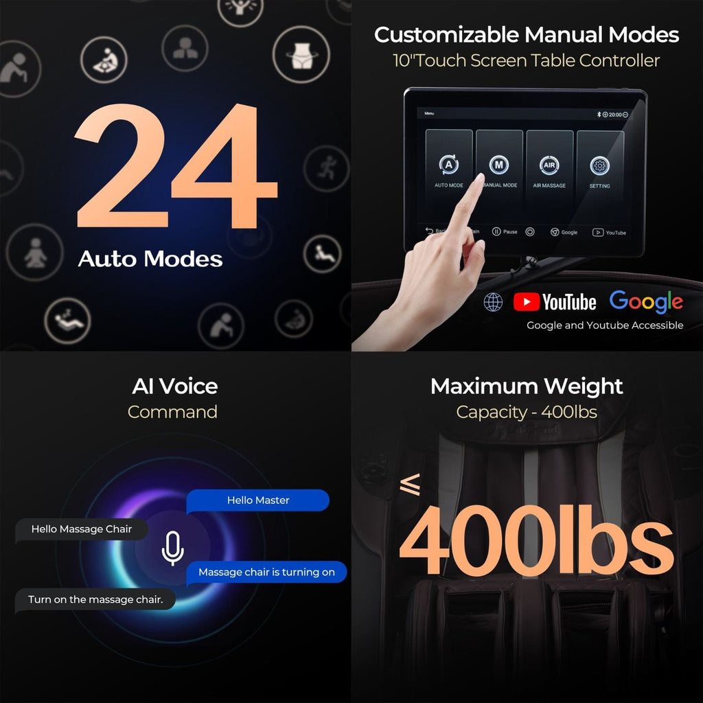 Lifesmart R9775EBLK 4D Dual Core Faux Leather Massage Chair