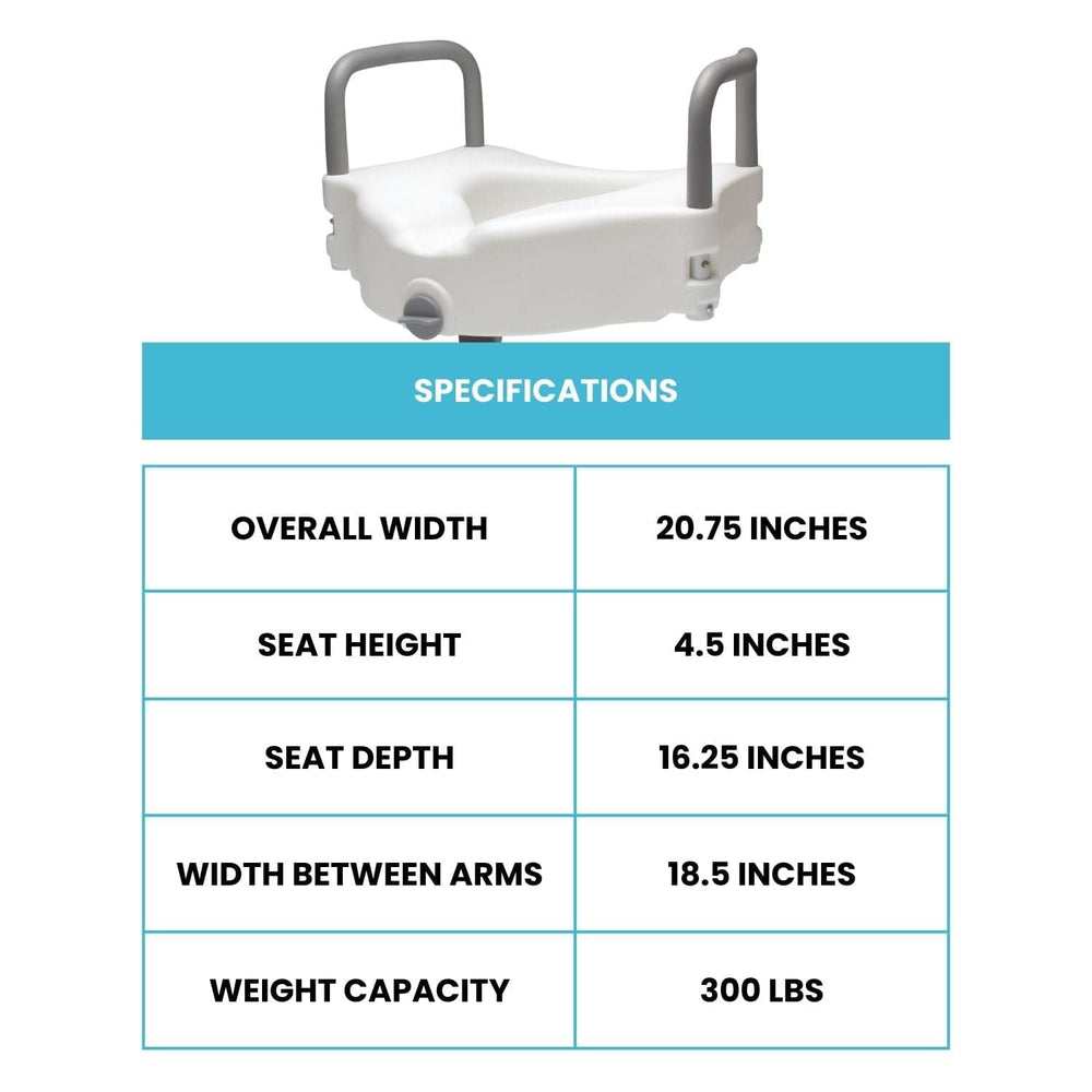 Lumex Locking Raised Toilet Seat With Removable Armrests, Non-Retail Packaging - sold by Dansons Medical -  manufactured by Graham Field