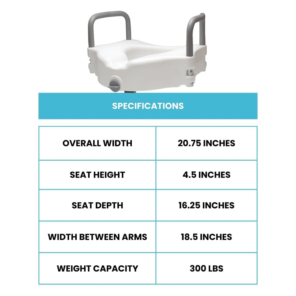 Lumex Locking Raised Toilet Seat With Removable Armrests, Non-Retail Packaging - sold by Dansons Medical -  manufactured by Graham Field