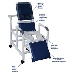 MJM International 100 Series Reclining Shower Chair with Deluxe Elongated Soft Seat