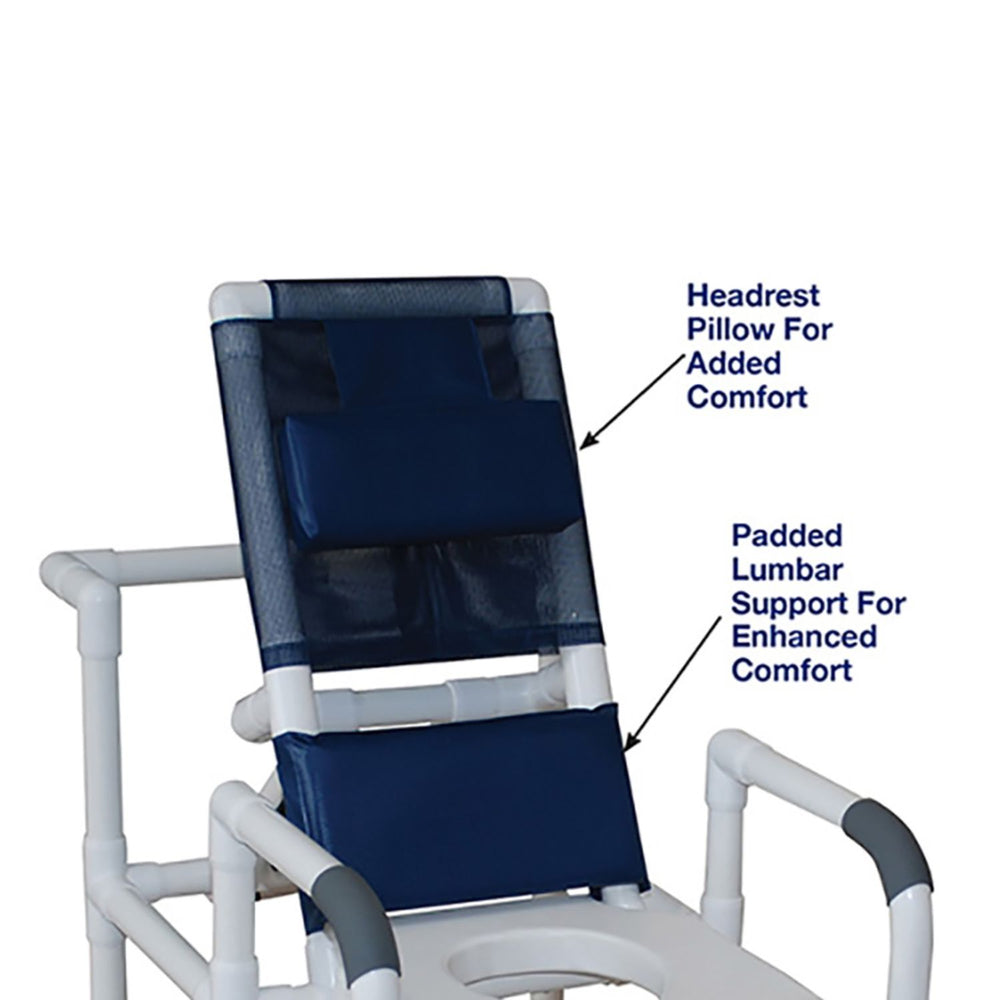 MJM International 100 Series Reclining Shower Chair with Deluxe Elongated Soft Seat