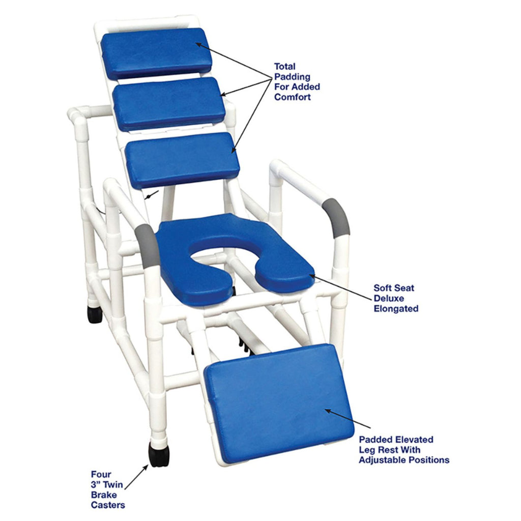 MJM International 100 Series Reclining Shower Chair with Total Padding