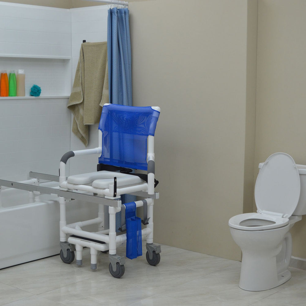 MJM International All-Purpose Dual Shower/Transfer Chair with Elongated Seat