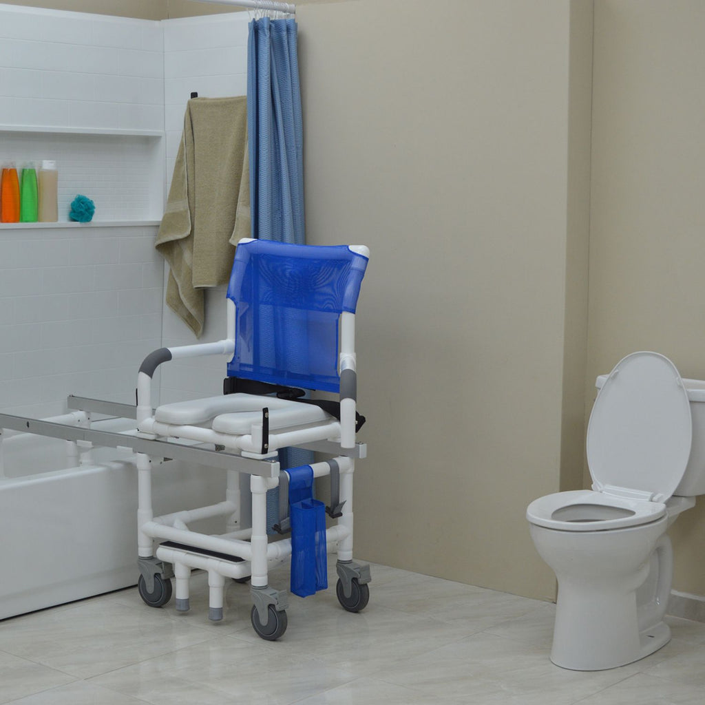 MJM International All-Purpose Dual Shower/Transfer Chair with Elongated Seat