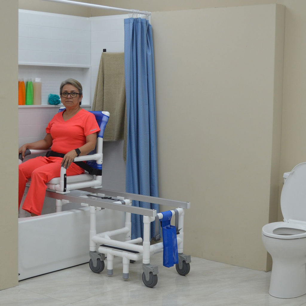 MJM International All-Purpose Dual Shower/Transfer Chair with Elongated Seat