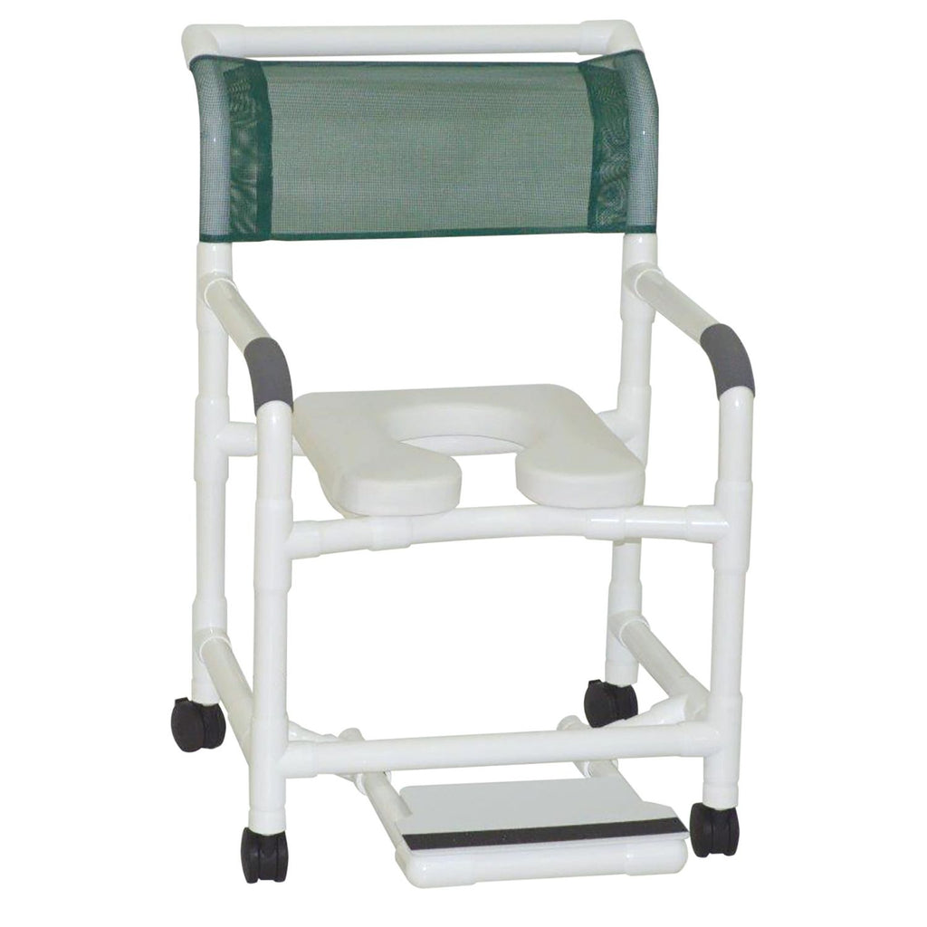 MJM International Deluxe Wide Shower Chair with Elongated Open Front Soft Seat
