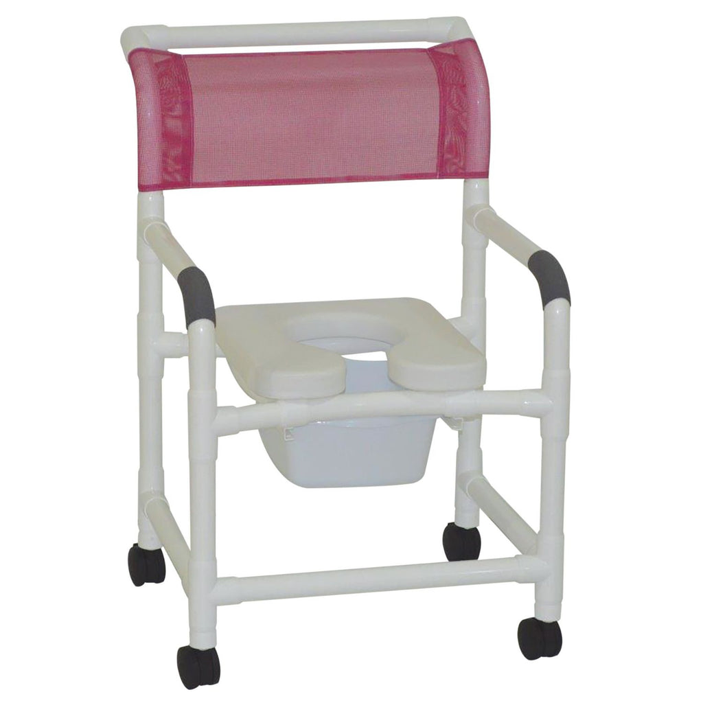 MJM International Deluxe Wide Shower Chair with Elongated Open Front Soft Seat