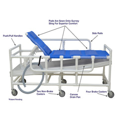 MJM International Shower Gurney with Canvas Drain Pan and Duo Sling