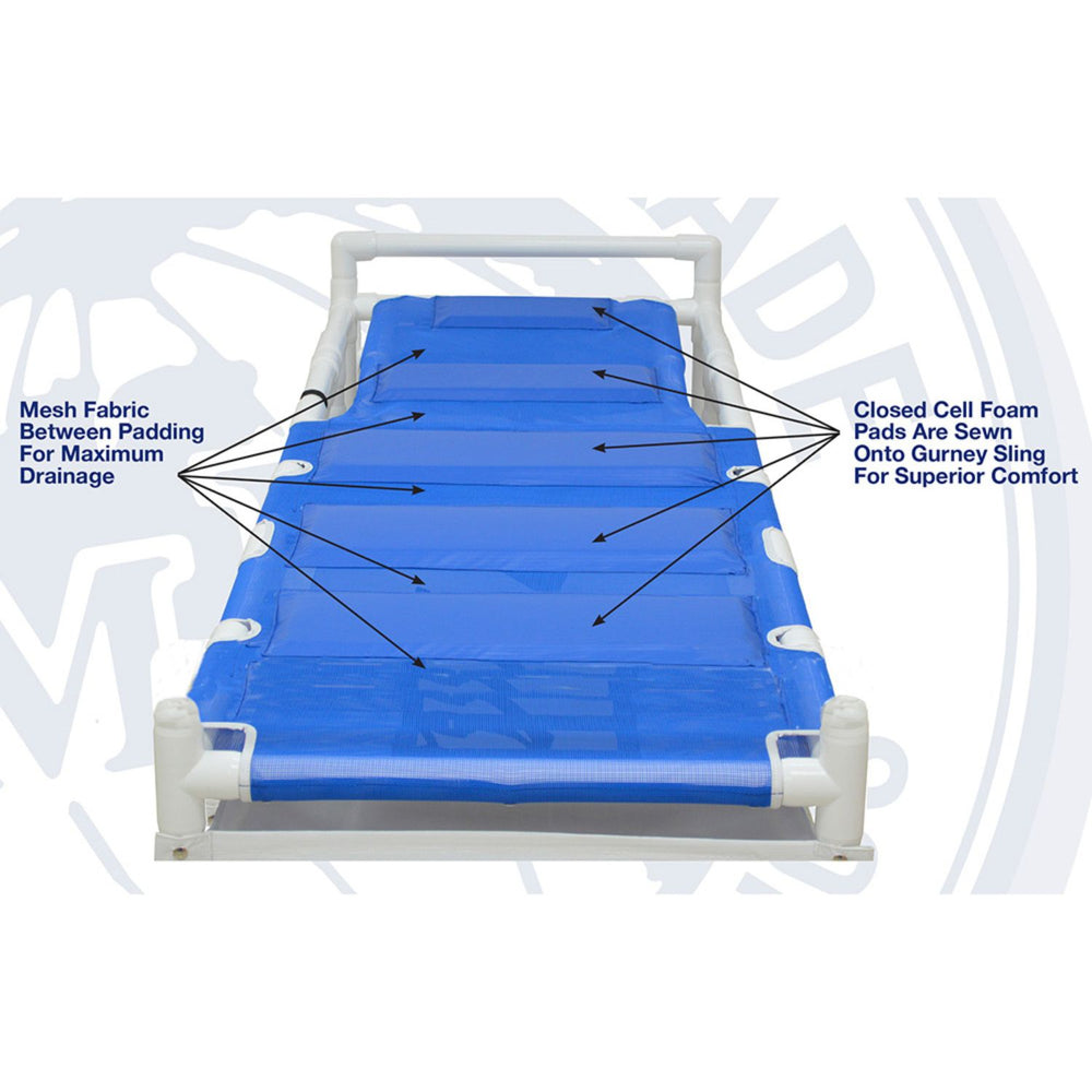 MJM International Shower Gurney with Canvas Drain Pan and Duo Sling