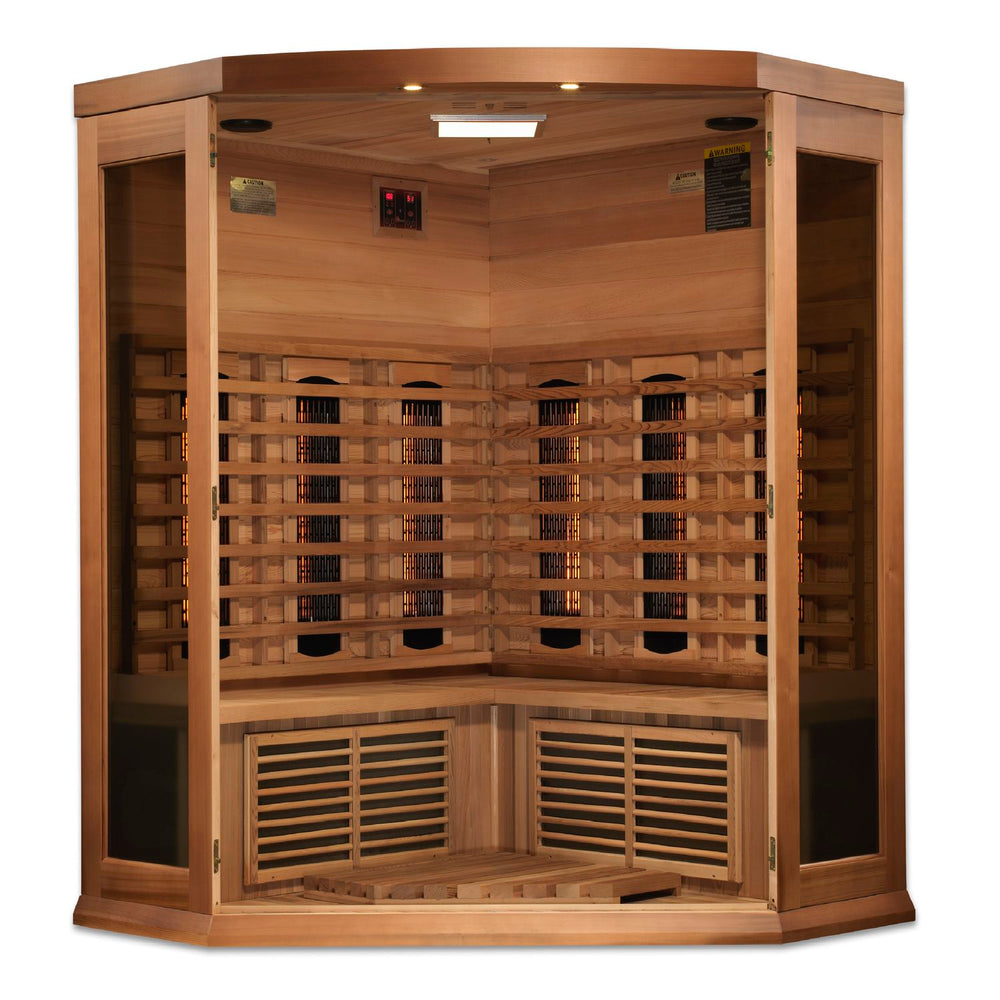 Golden Designs Maxxus 3-Person Corner Full Spectrum Near Zero EMF FAR Infrared Sauna, a Saunas by Golden Designs (SCS) available at Dansons Medical