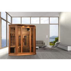 Golden Designs Maxxus 3-Person Corner Full Spectrum Near Zero EMF FAR Infrared Sauna, a Saunas by Golden Designs (SCS) available at Dansons Medical