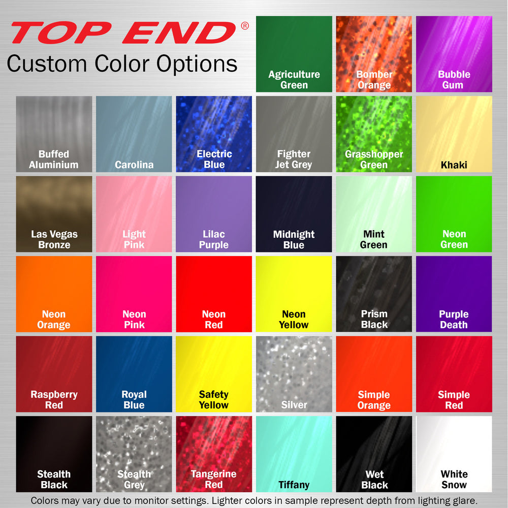 Top End powder-coat frame colour chart
