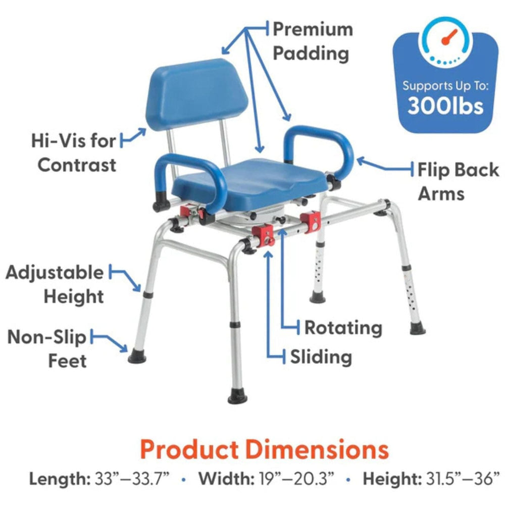Journey SoftSecure Rotating Transfer Bench - sold by Dansons Medical - Shower Seats manufactured by Journey Health & Lifestyle