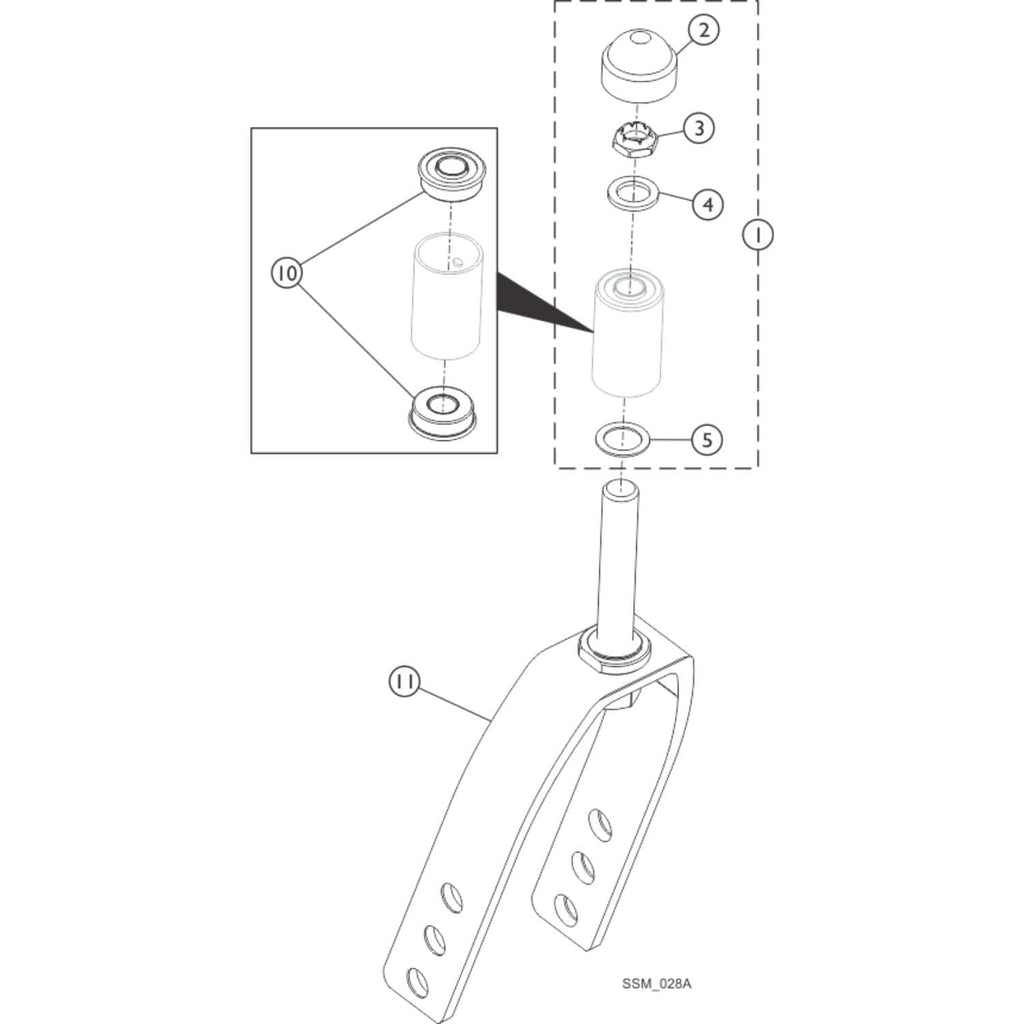 Invacare Fork and Stem for 8" Wheelchair Caster (1089103) - sold by Dansons Medical - Wheelchair Parts manufactured by Invacare