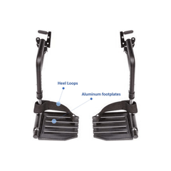 Invacare Wheelchair Hemi Footrests with Aluminum Footplates And Heel Loops - Sold as Pair (T93HAP) - sold by Dansons Medical - Wheelchair Footrests manufactured by Invacare
