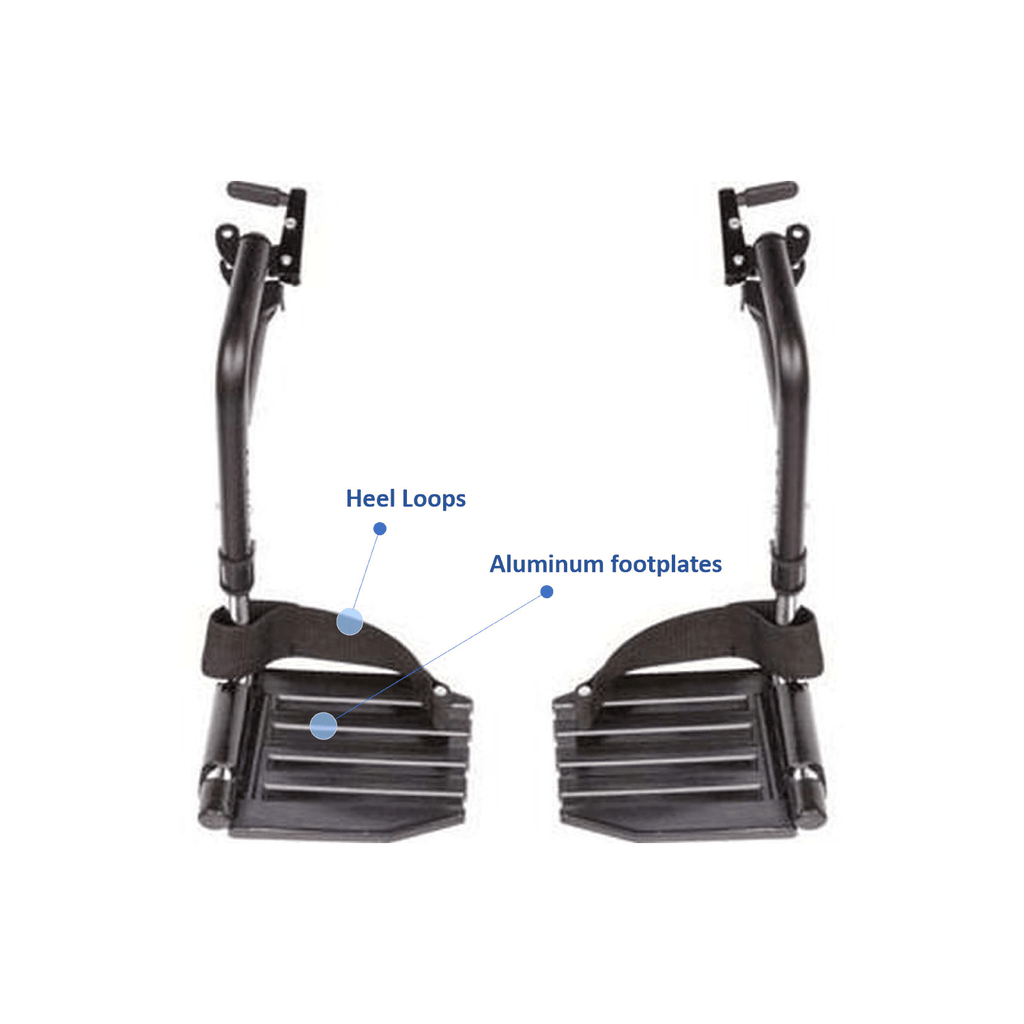 Invacare Wheelchair Hemi Footrests with Aluminum Footplates And Heel Loops - Sold as Pair (T93HAP) - sold by Dansons Medical - Wheelchair Footrests manufactured by Invacare