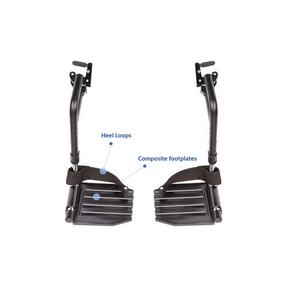 Invacare Wheelchair Hemi Footrest, Composite Footplates And Heel Loops - Sold as Pair (T93HCP) - sold by Dansons Medical - Wheelchair Footrests manufactured by Invacare