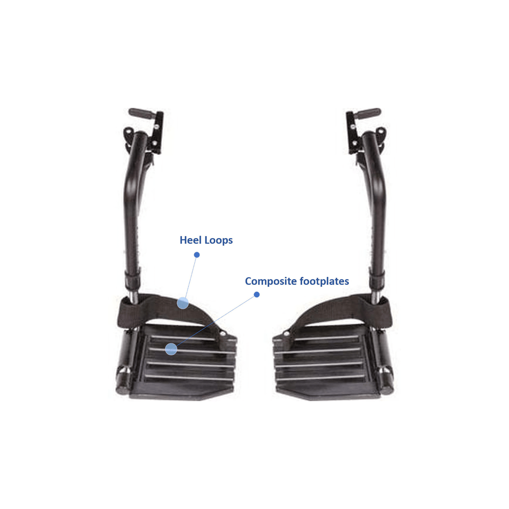 Invacare Wheelchair Hemi Footrest, Composite Footplates And Heel Loops - Sold as Pair (T93HCP) - sold by Dansons Medical - Wheelchair Footrests manufactured by Invacare