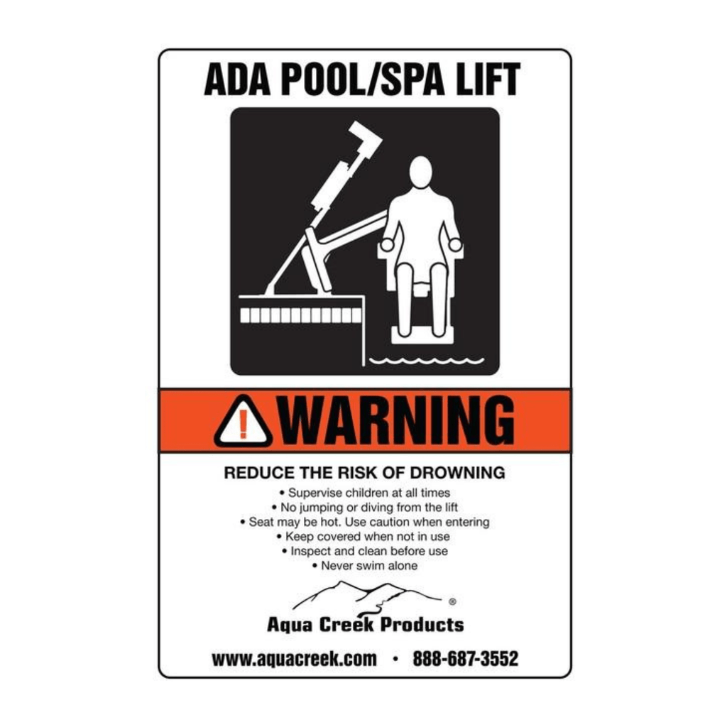 Aqua Creek "Ada Lift Available" Sign (F-899S) - sold by Dansons Medical - Pool Lift Accessories manufactured by Aqua Creek