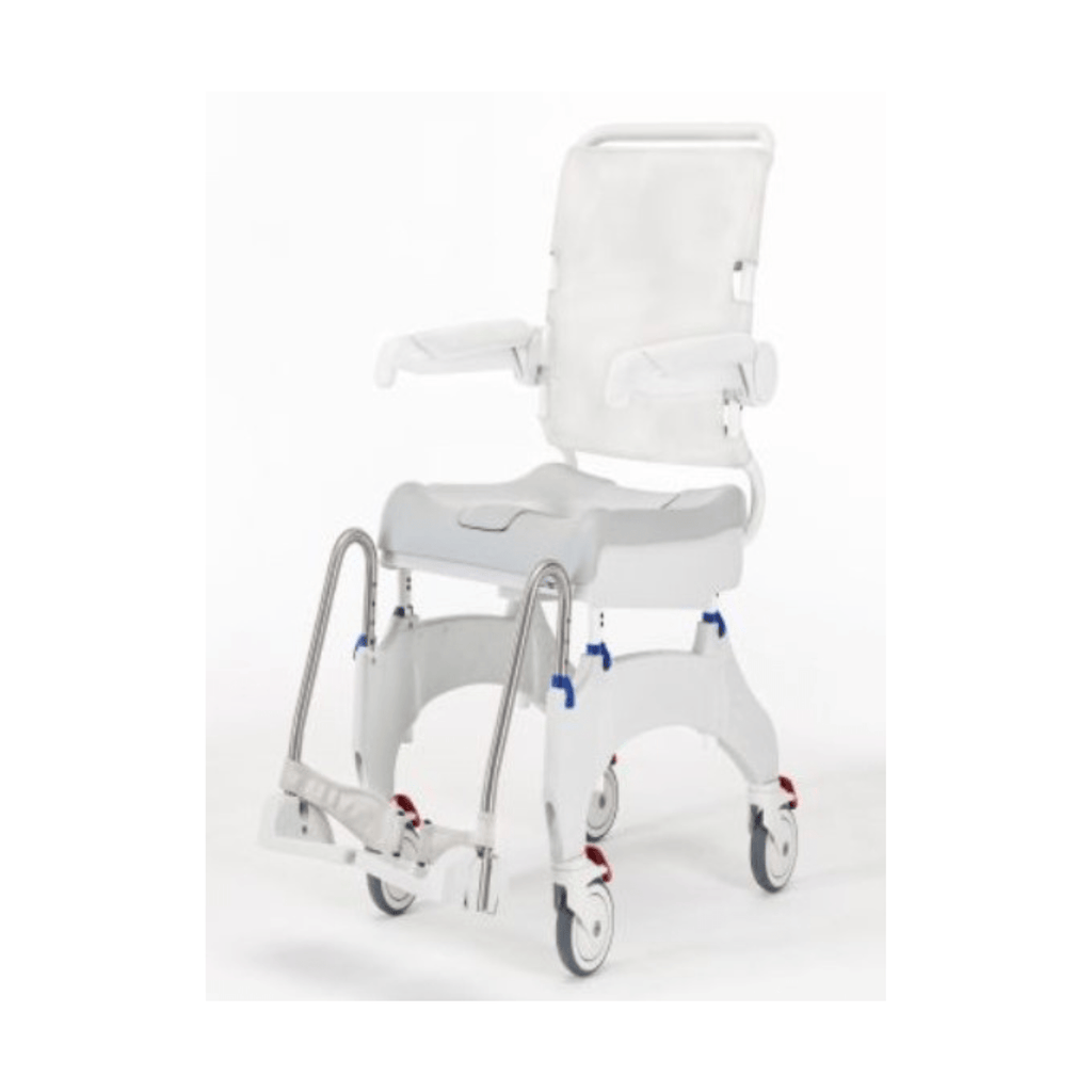 Invacare Aquatec Ocean Ergo Shower Commode with Collection Pan, Lid and Pan Support Guide Rail - sold by Dansons Medical - Commodes manufactured by Invacare