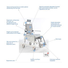 Invacare Aquatec Ocean Ergo VIP Shower Commode - sold by Dansons Medical - Shower Commodes manufactured by Invacare