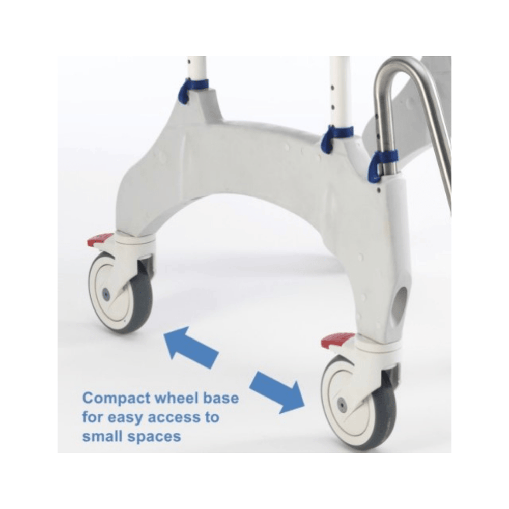 Invacare Aquatec Ocean Ergo Shower Commode with Collection Pan, Lid and Pan Support Guide Rail - sold by Dansons Medical - Shower Commodes manufactured by Invacare
